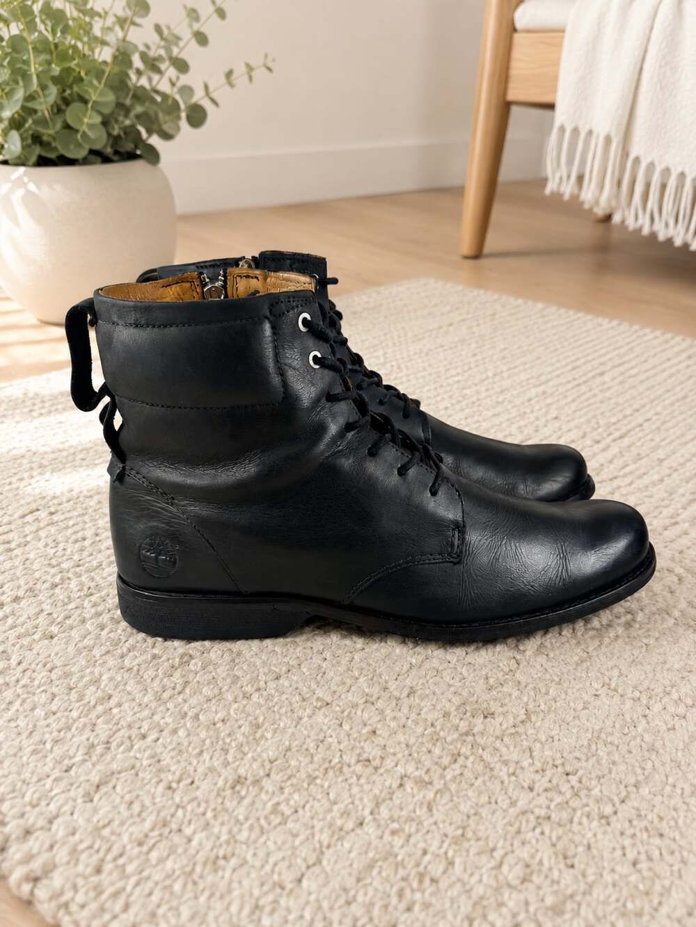 Timberland Earthkeepers Black Leather Side Zip Lace Up Boots Men’s Size 11.5